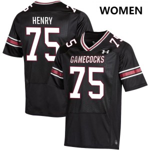 #75 Cason Henry Gamecocks Black Women Jerseys Embroidery College Football 746941-285
